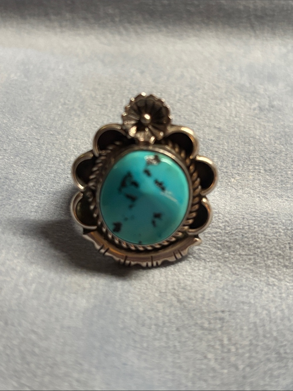 Begay Traditional Navajo Turquoise Sterling Split-shank Statement Ring Size 10